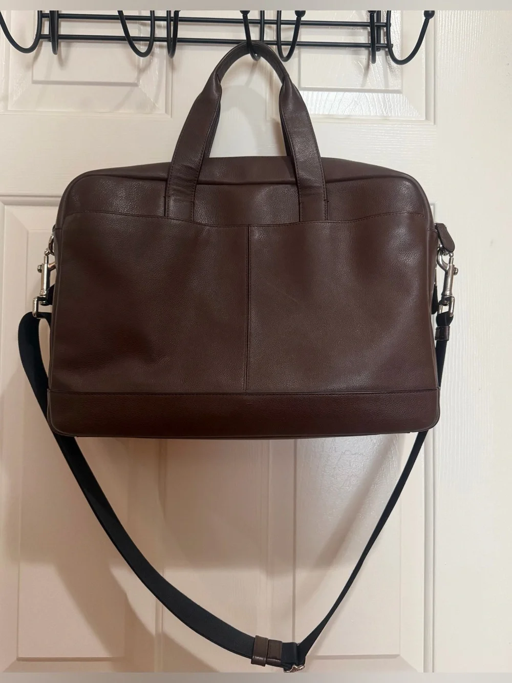 Coach Briefcase in dark chocolate pebble leather